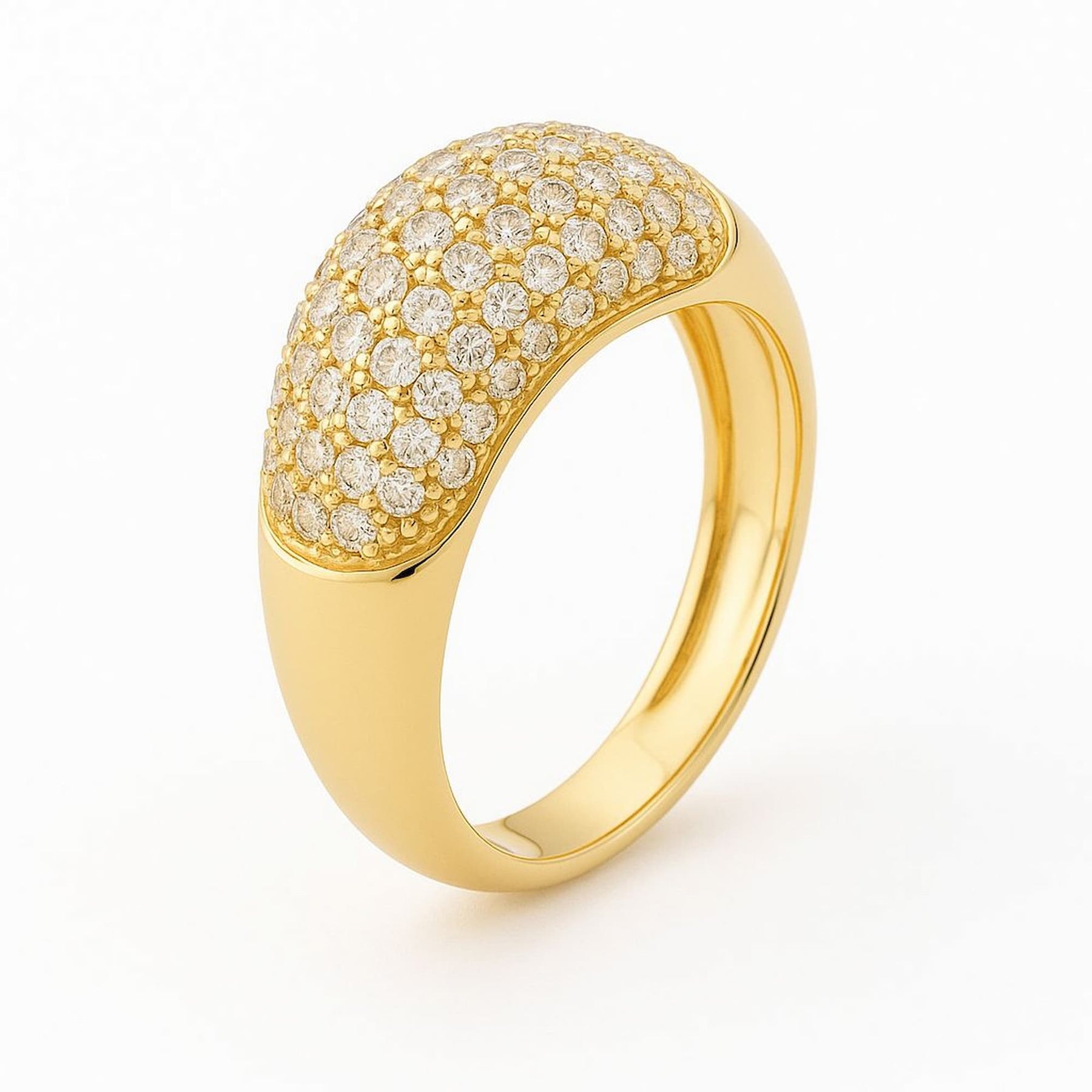 Anel Chapa Cravejado Cristal Dourado
