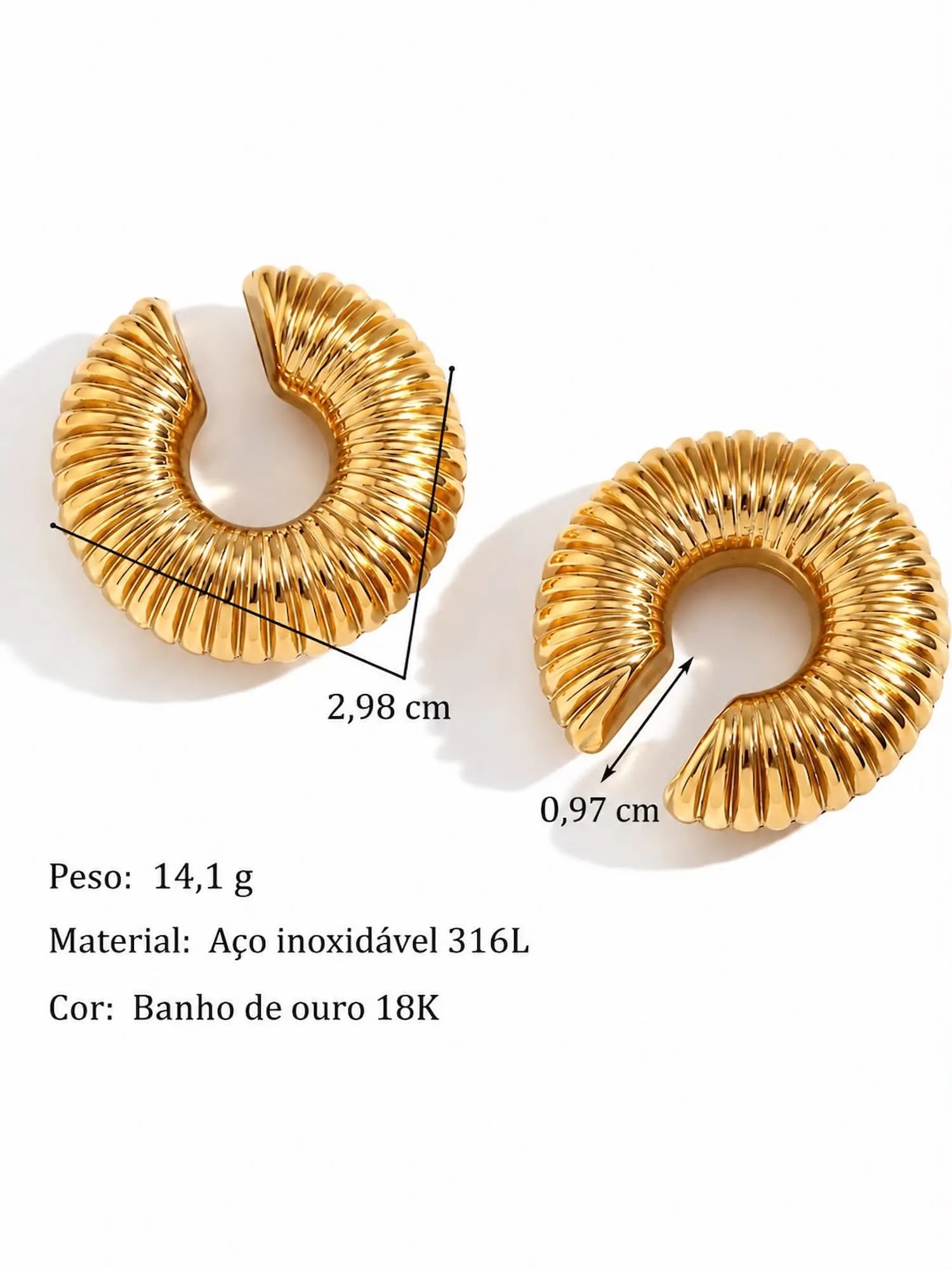 Piercing Fake Argola Textura Espiral