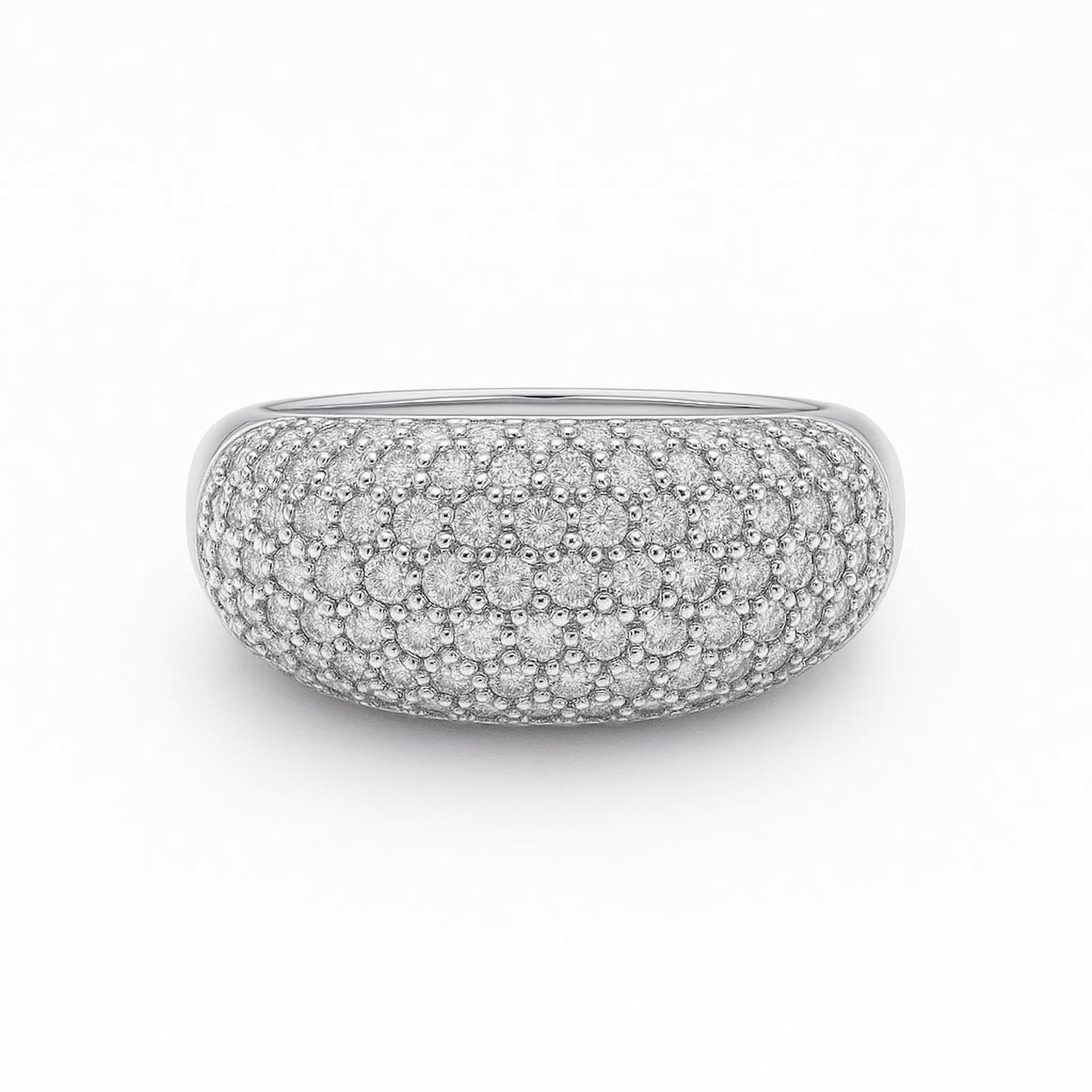 Anel Chapa Cravejado Cristal Ródio Branco