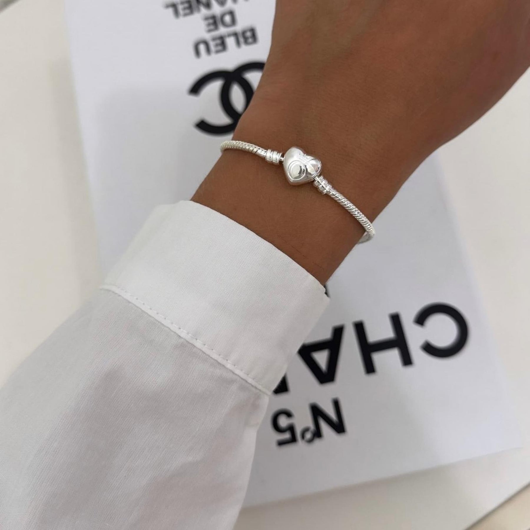 Pulseira Inspiração com Corrente em Trama e Pingente Coração