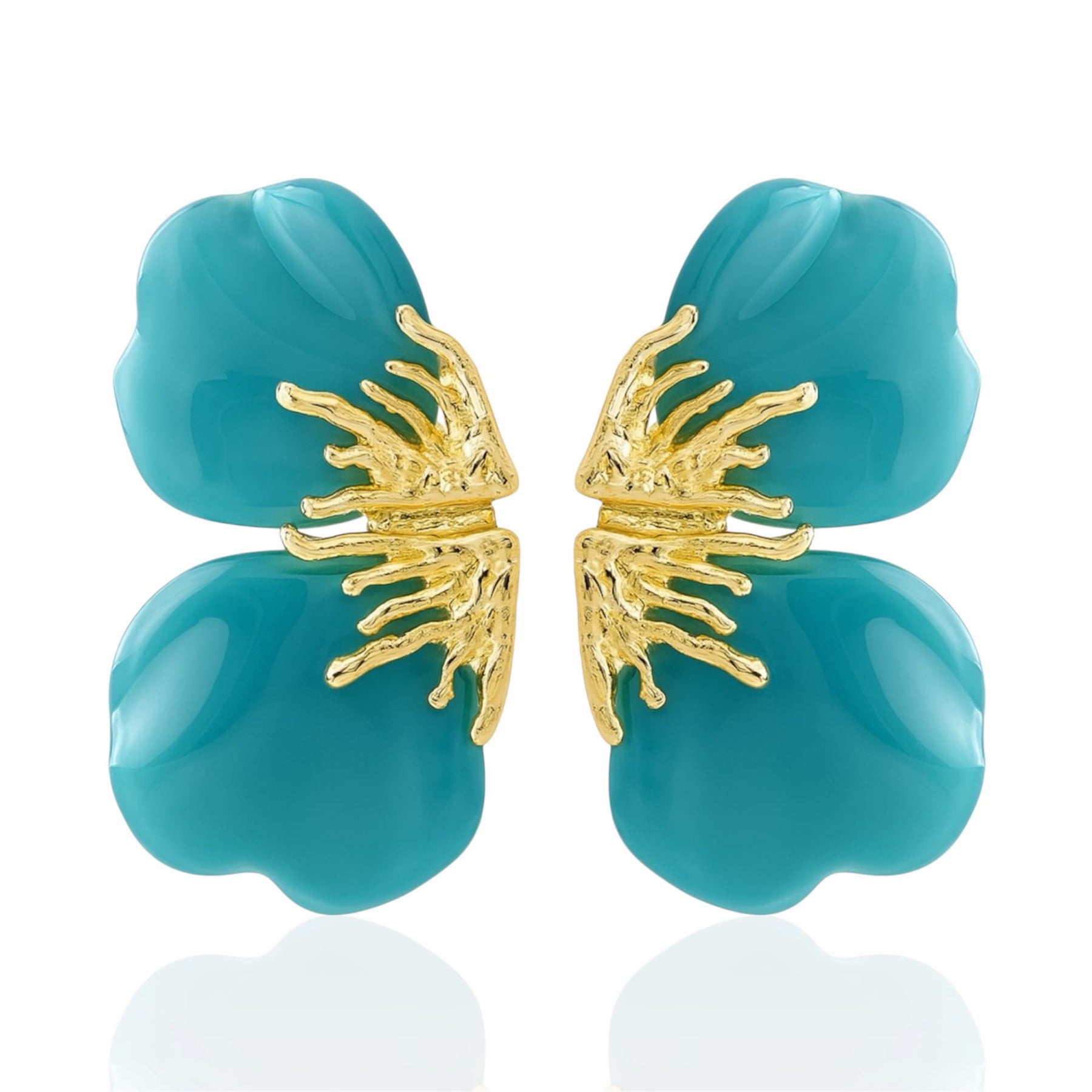 Brinco Flor Resina com Dourado