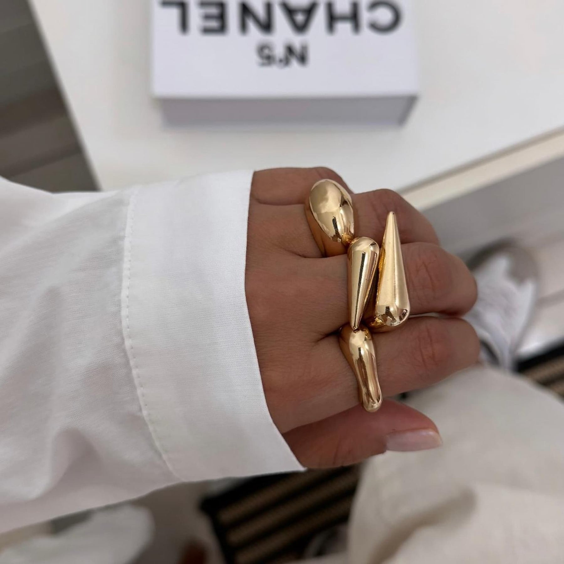 Anel Orgânico Gota Longa Liso