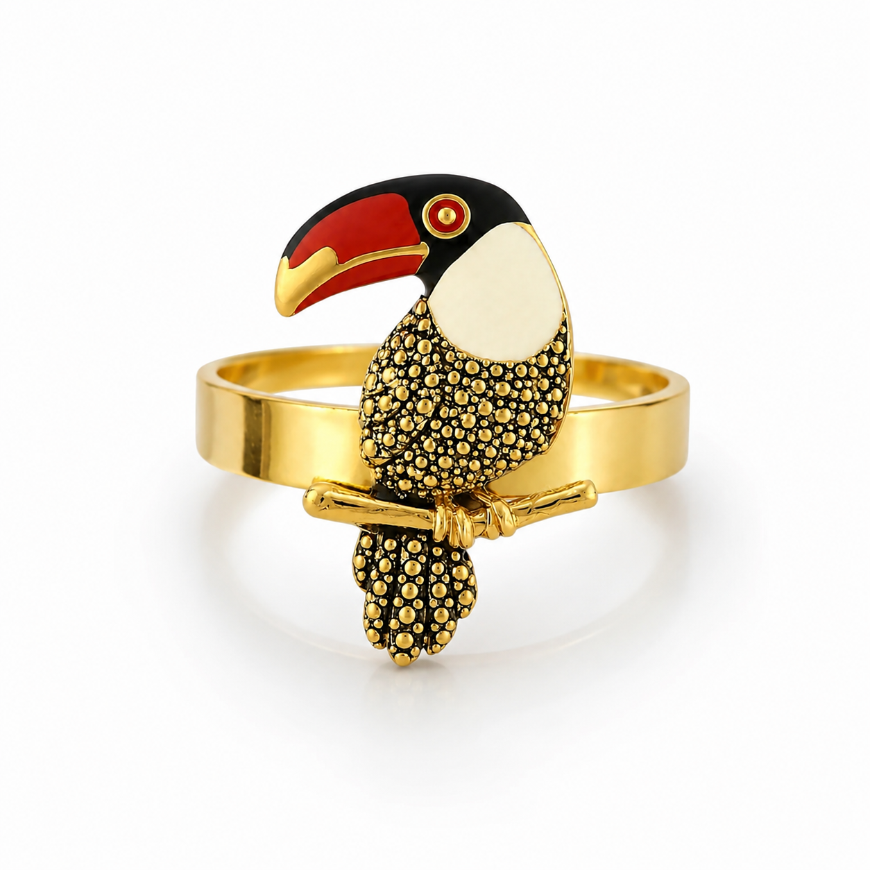 Mix Best Seller - Brinco + Anel Tucano Esmaltado Colorido Dourado