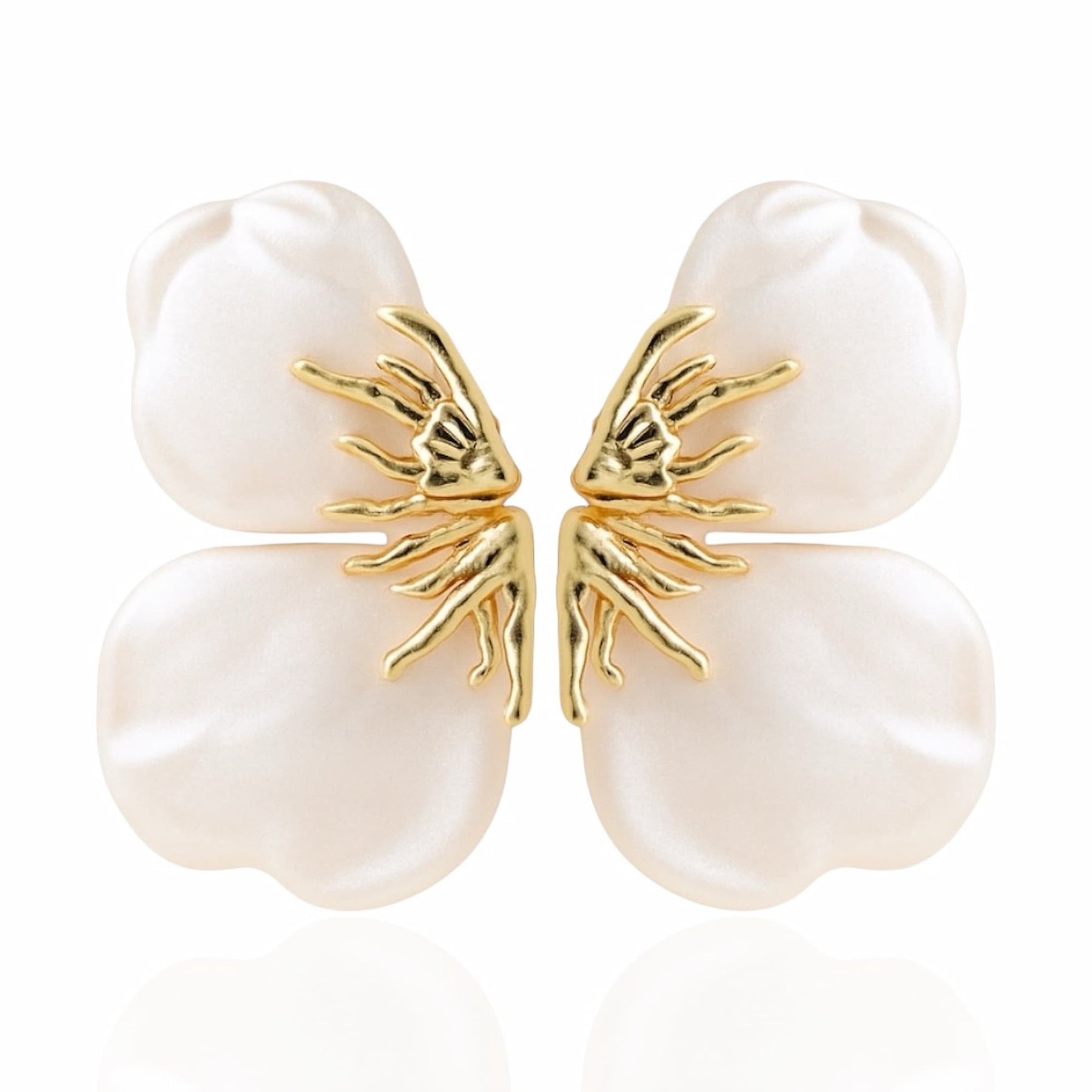 Brinco Flor Resina com Dourado