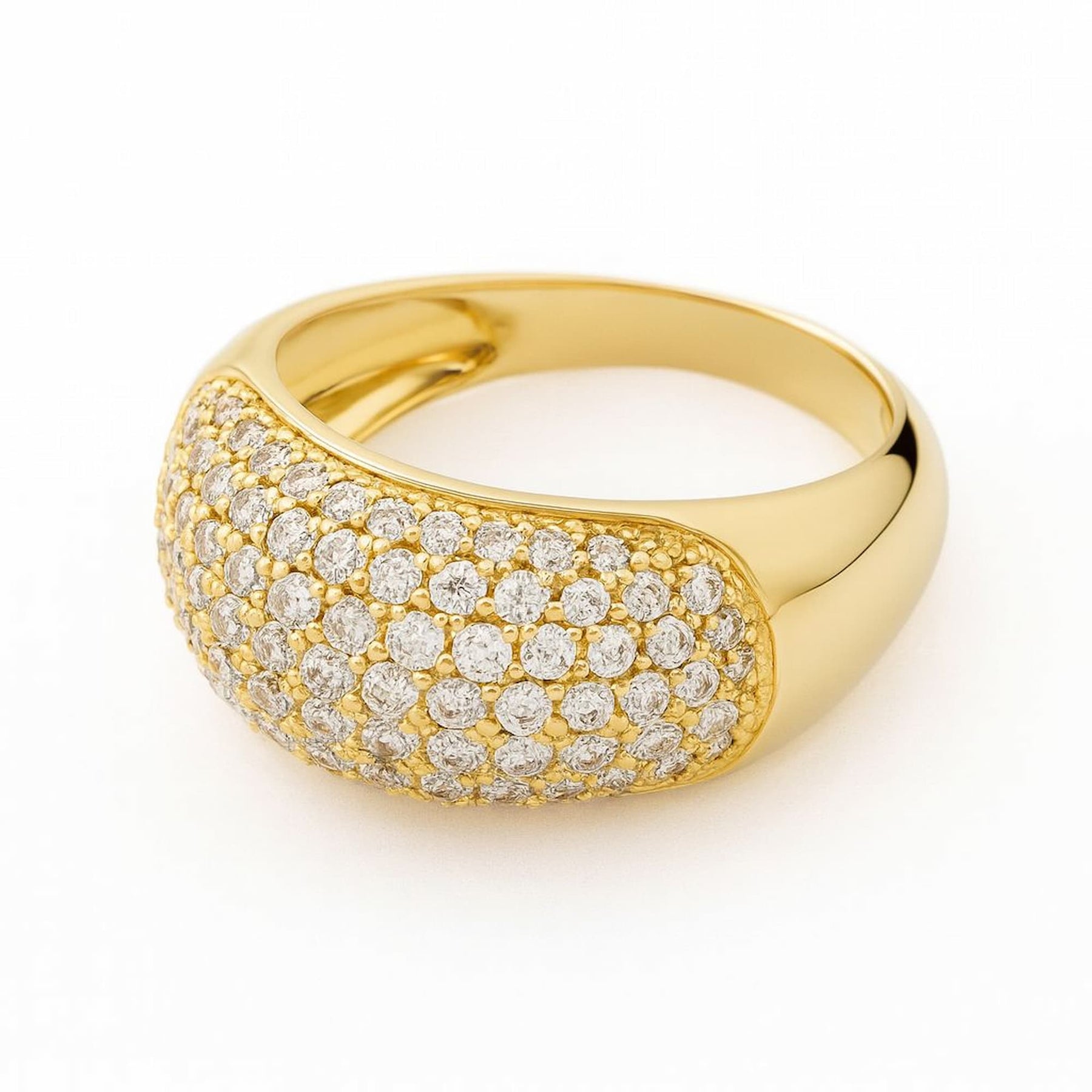 Anel Chapa Cravejado Cristal Dourado