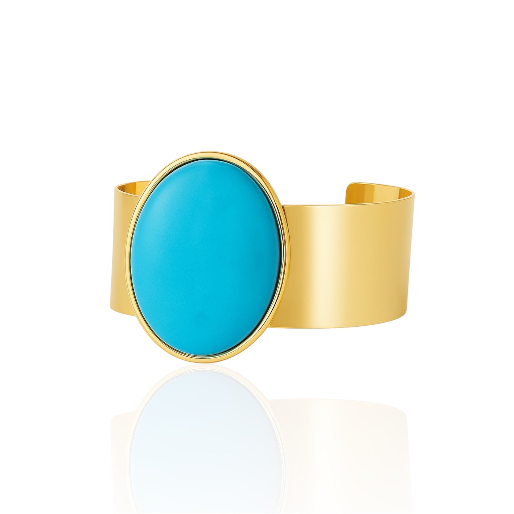 Bracelete Pedra Oval com Dourado