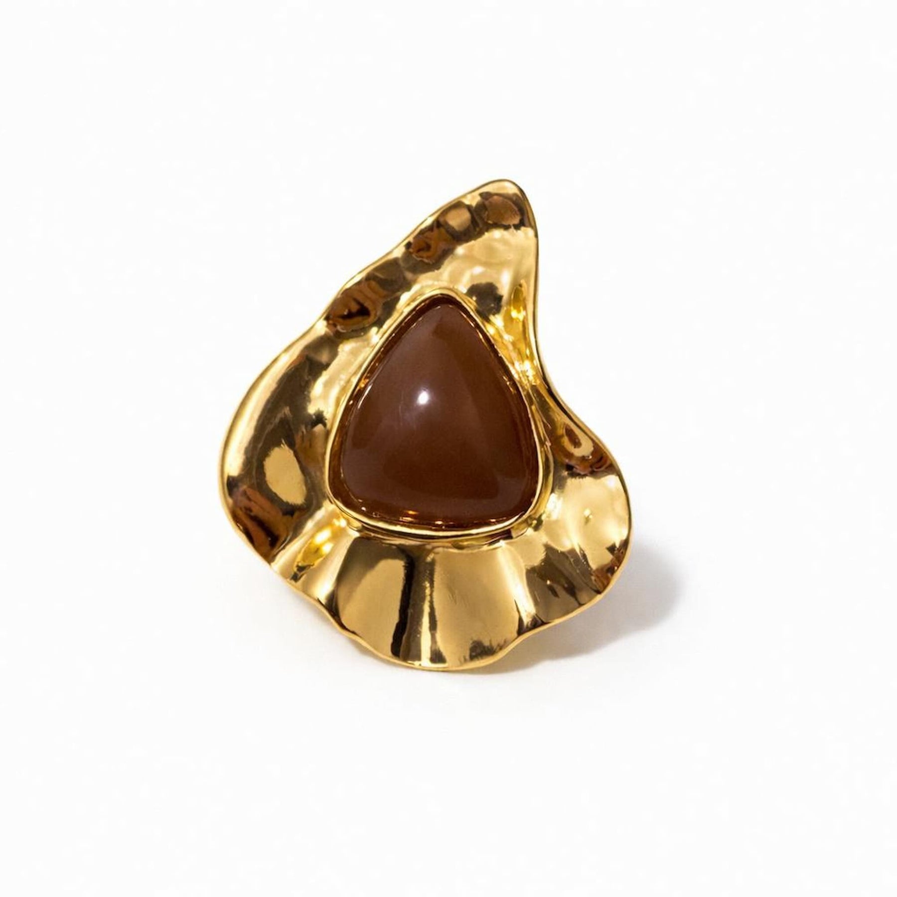 Anel Ajustável Orgânico com Resina no Dourado