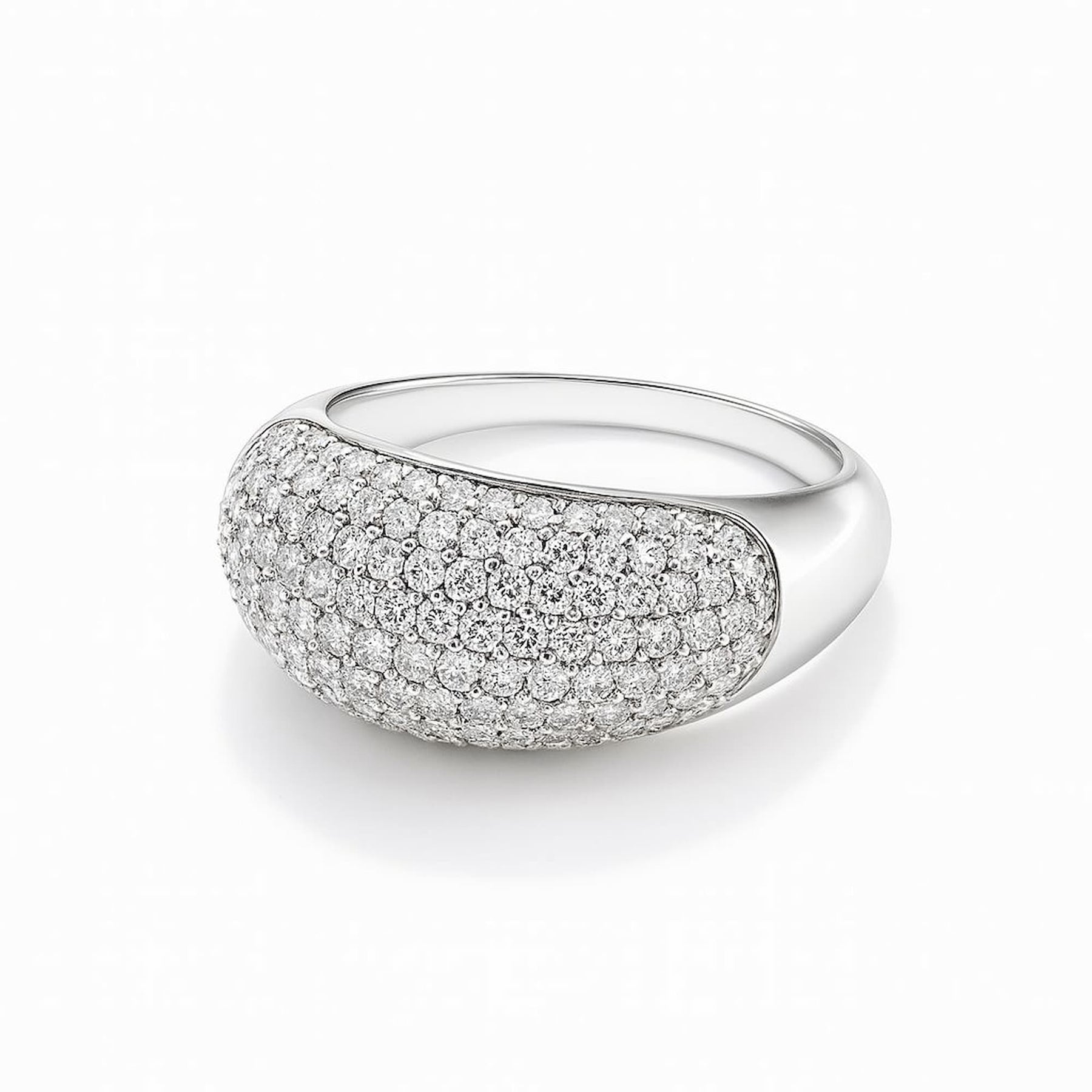 Anel Chapa Cravejado Cristal Ródio Branco