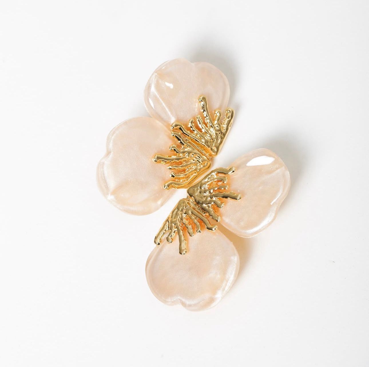 Brinco Flor Resina com Dourado