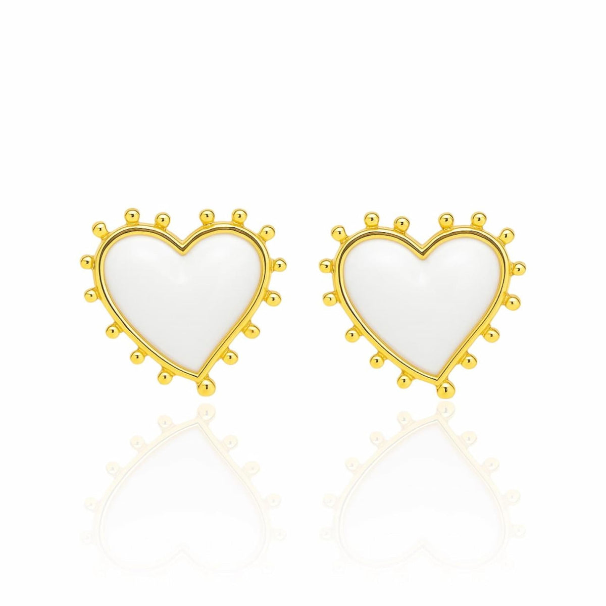 Brinco Coração Branco Boho