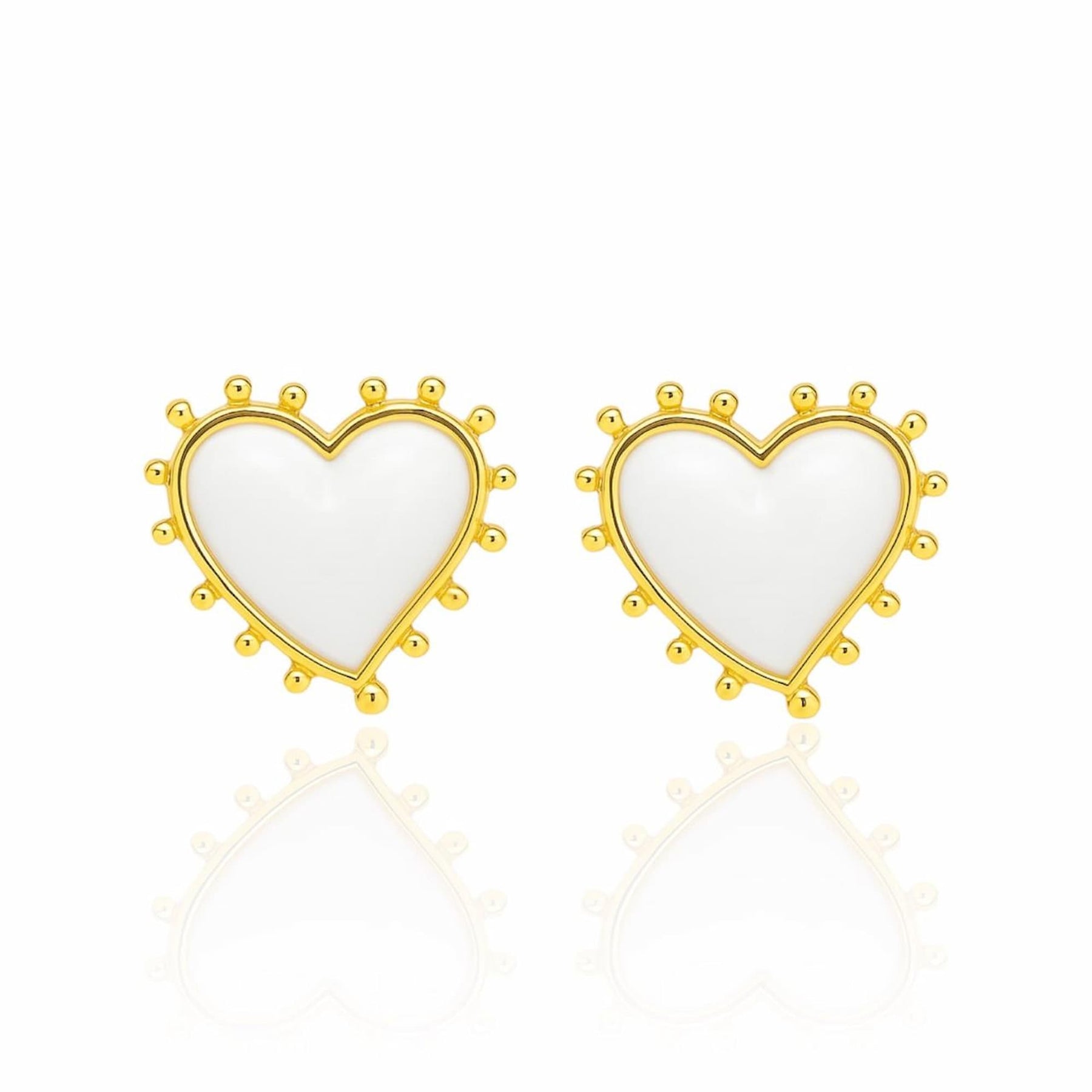 Brinco Coração Branco Boho