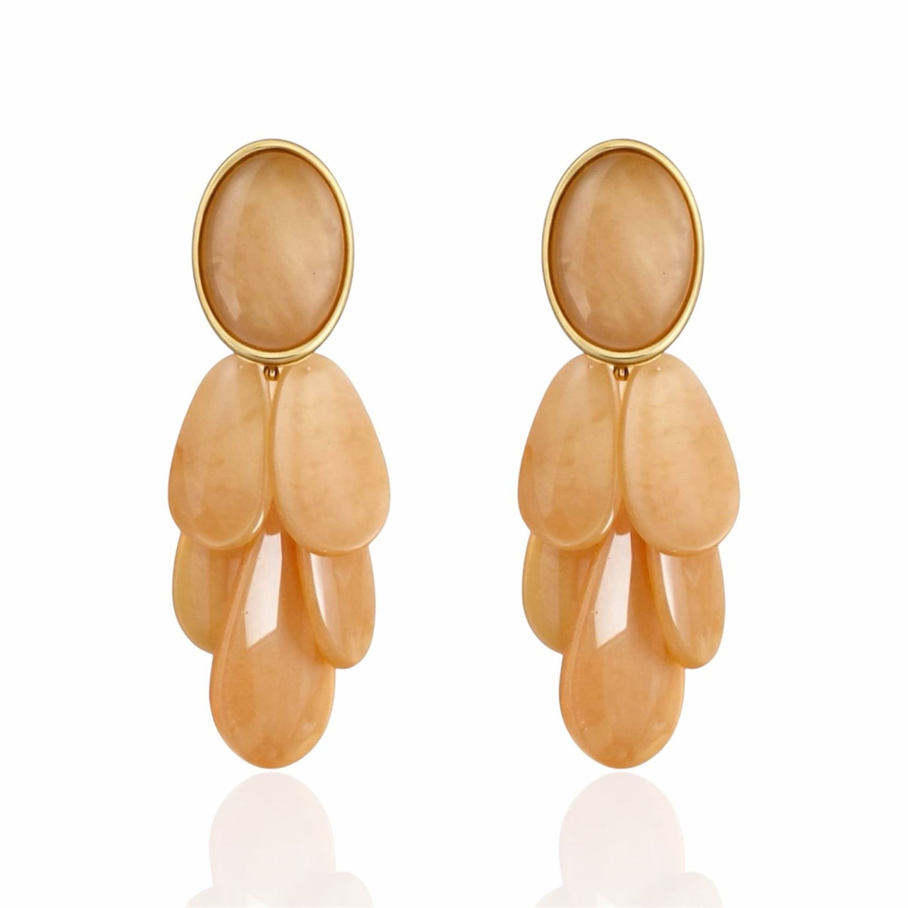 Brinco Cascata em Resina com Dourado