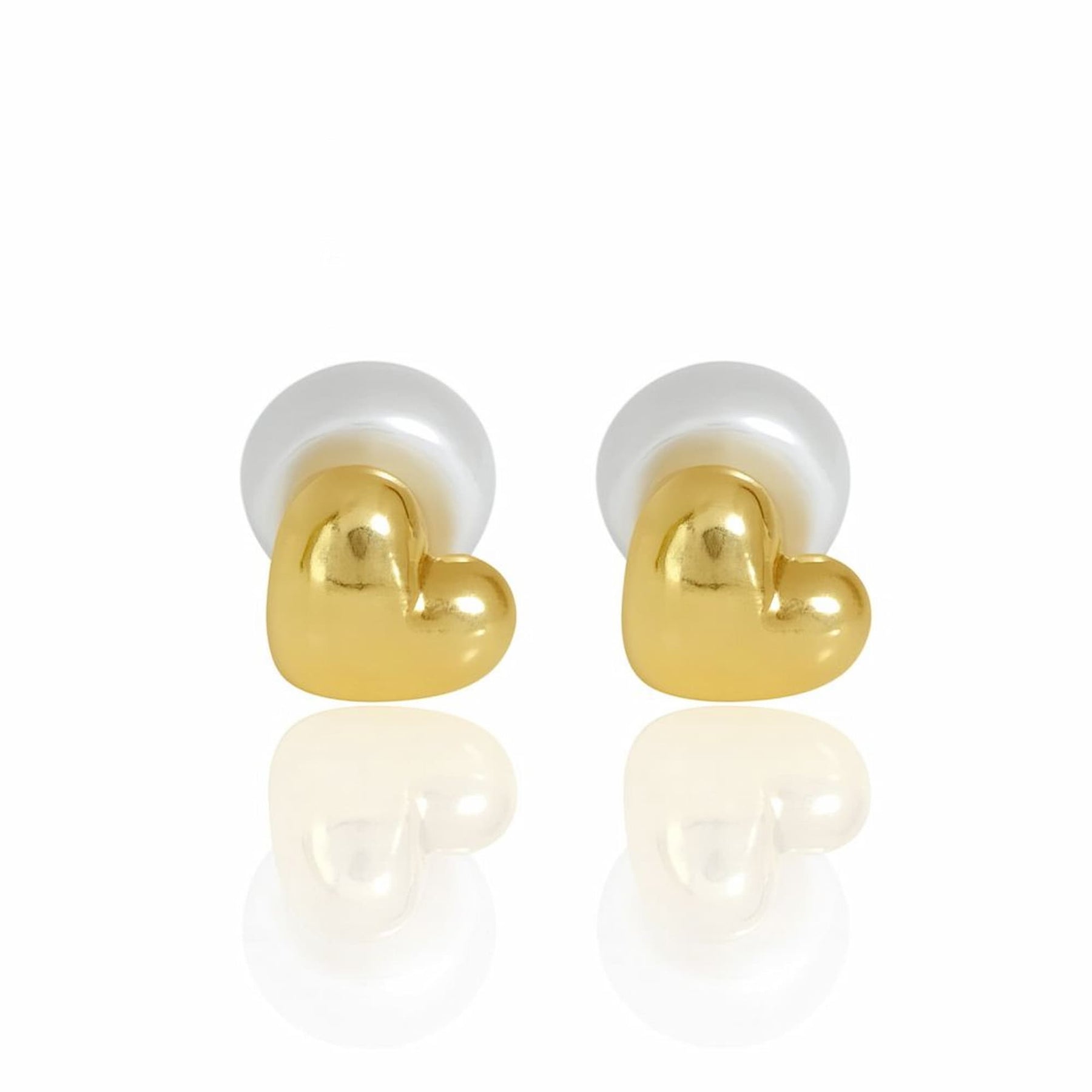 Brinco Coração Dourado com Pérola