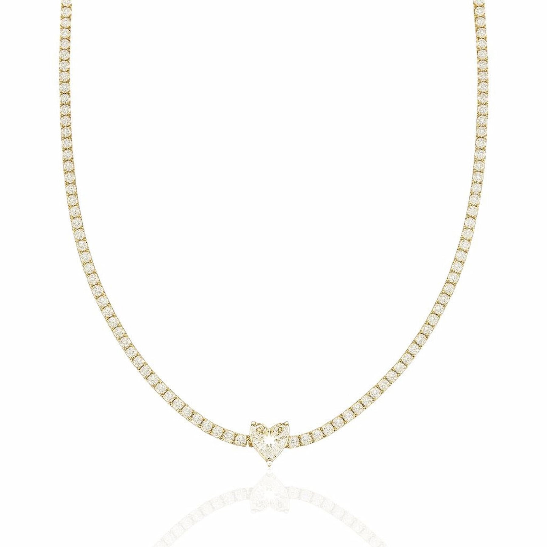 Choker Cravejada Cristal com Coração Dourado
