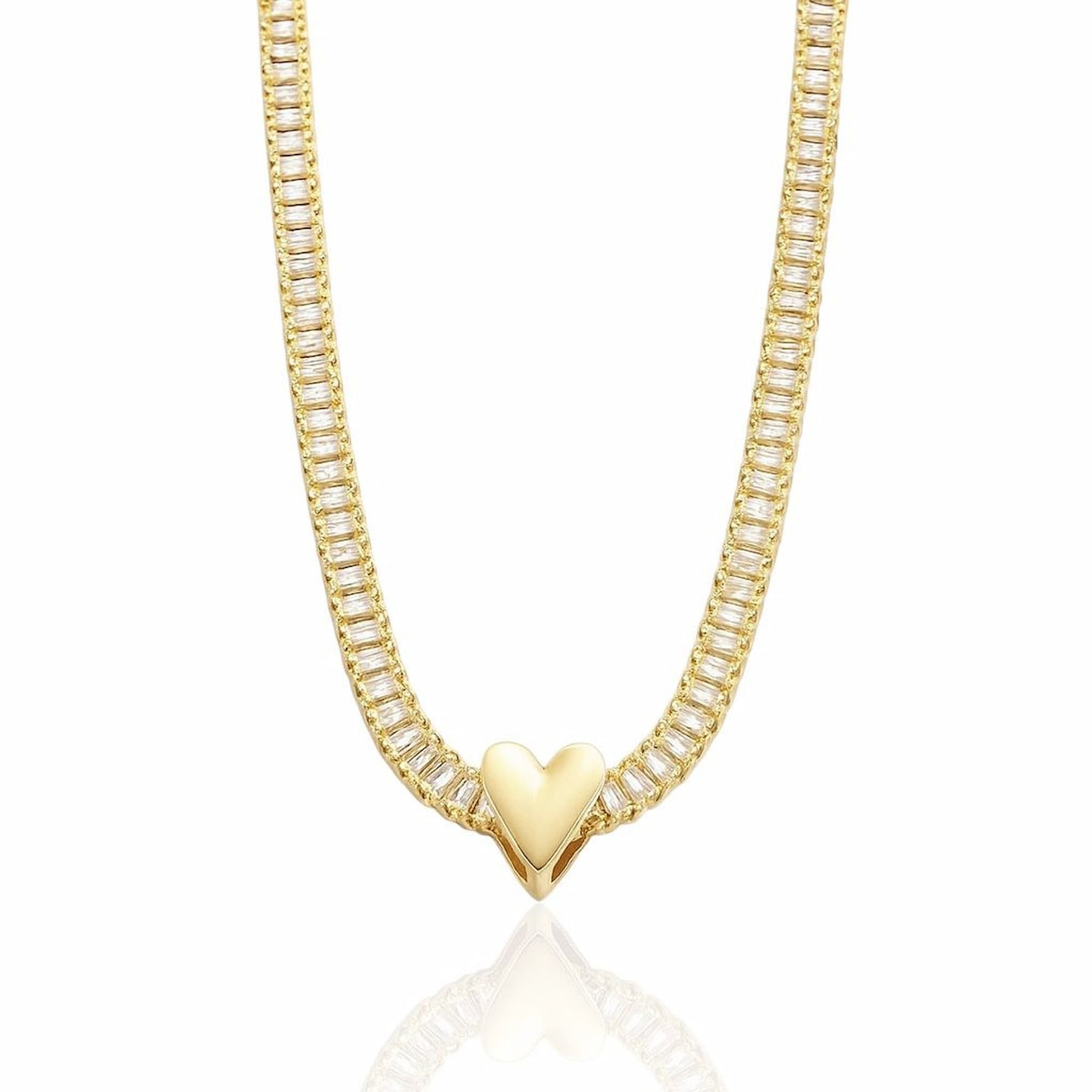 Choker Riviera Cristal com Coração Dourado