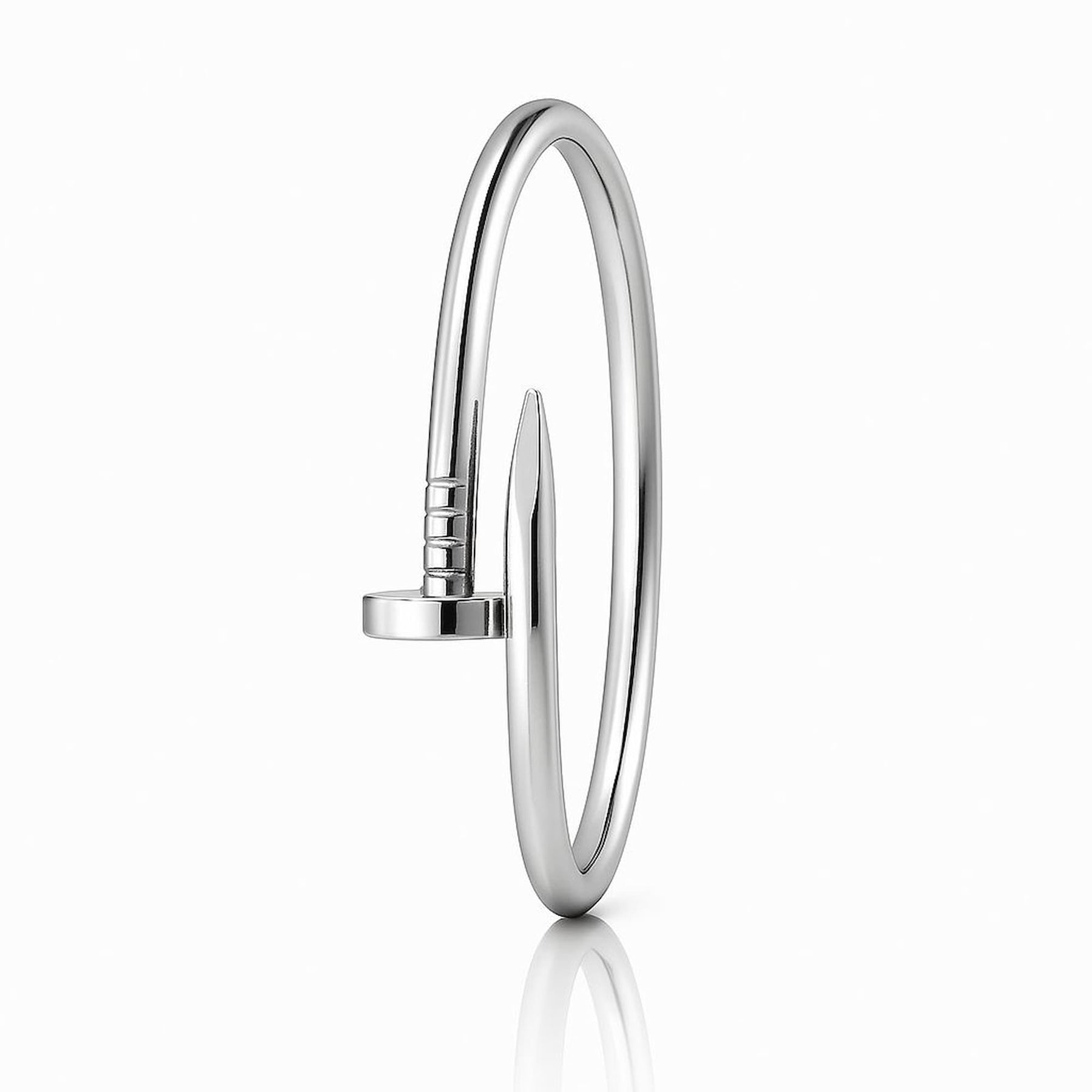 Bracelete Prego Ródio Branco Aço Inoxidável