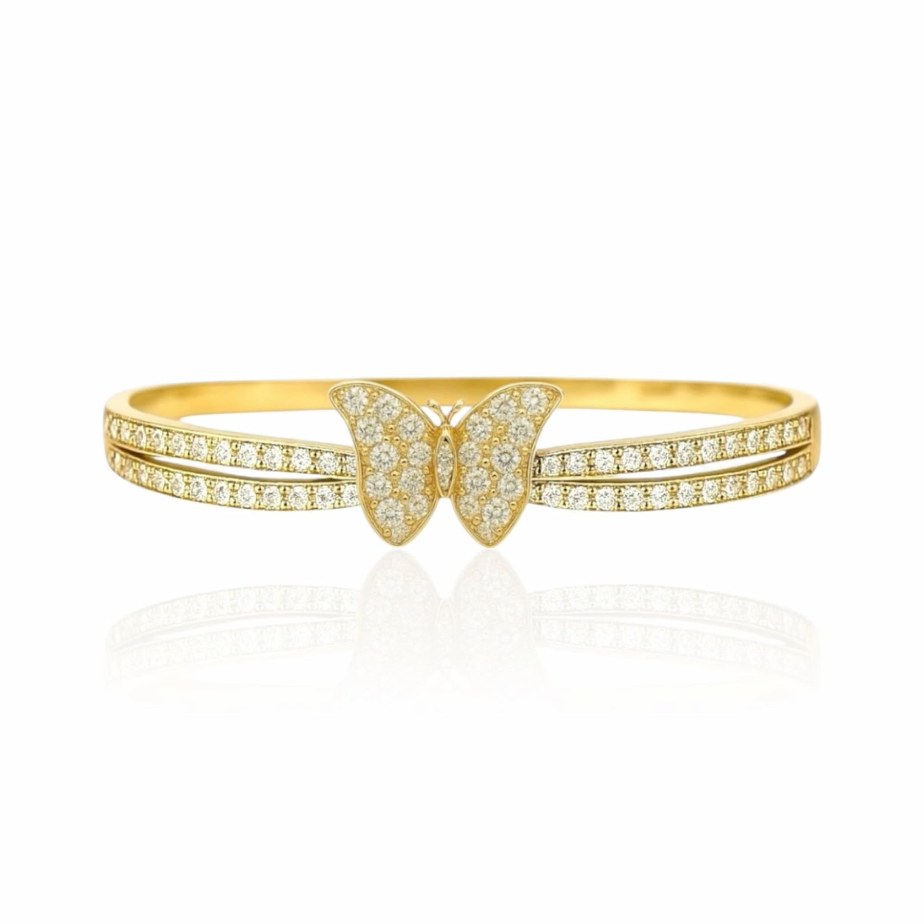 Bracelete Borboleta Cravejado Dourado