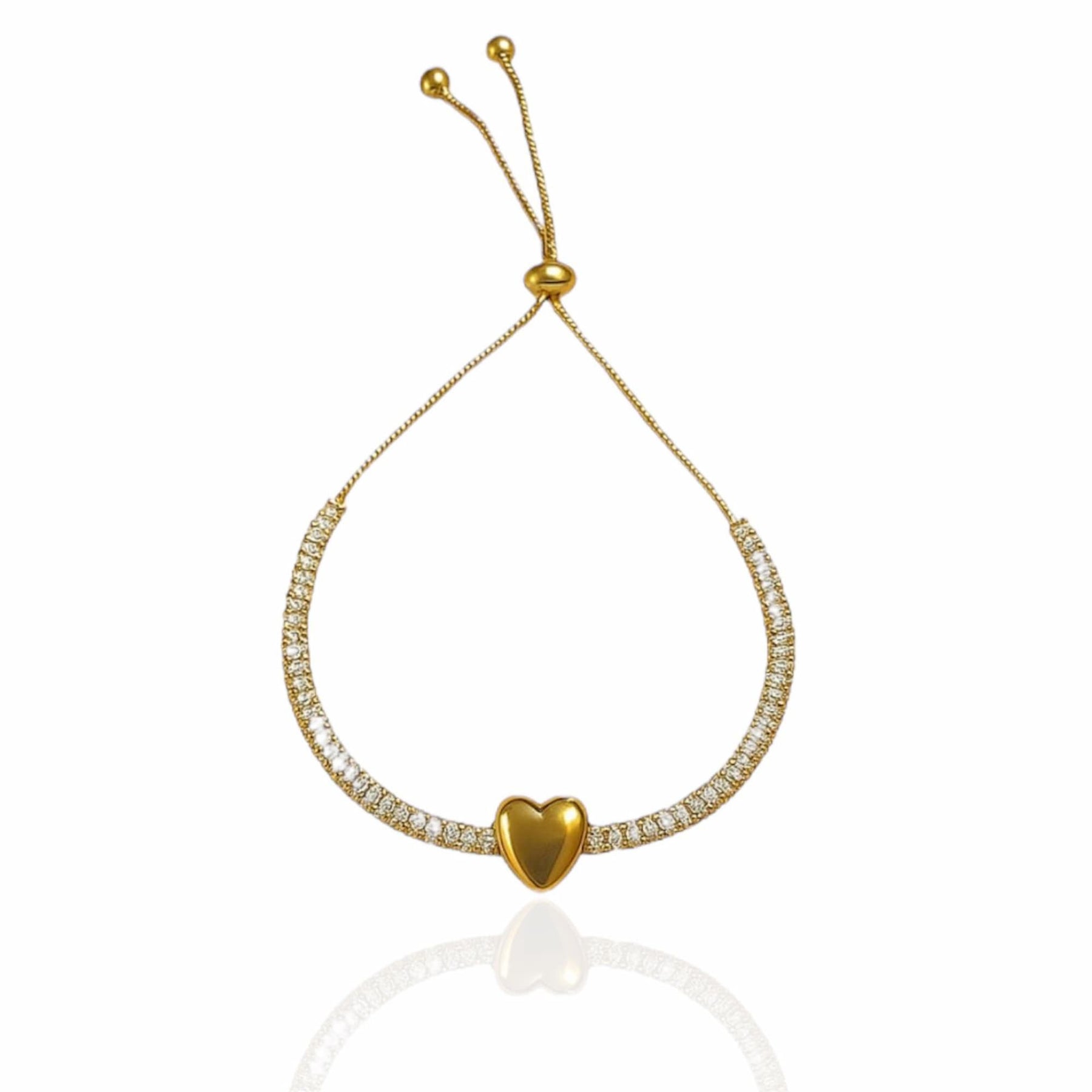 Pulseira Riviera com Coração Dourado