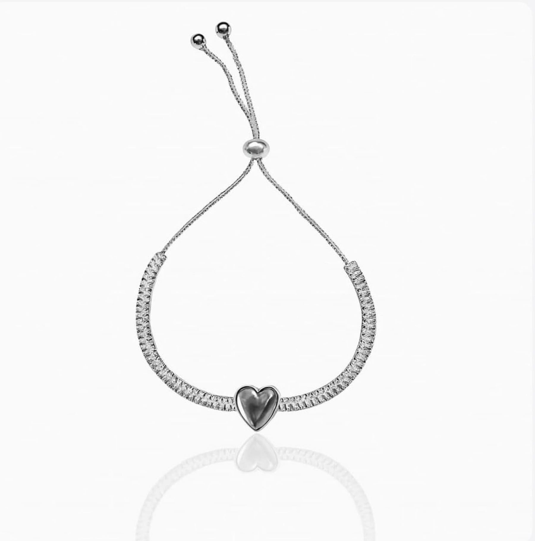 Pulseira Riviera com Coração Ródio Branco