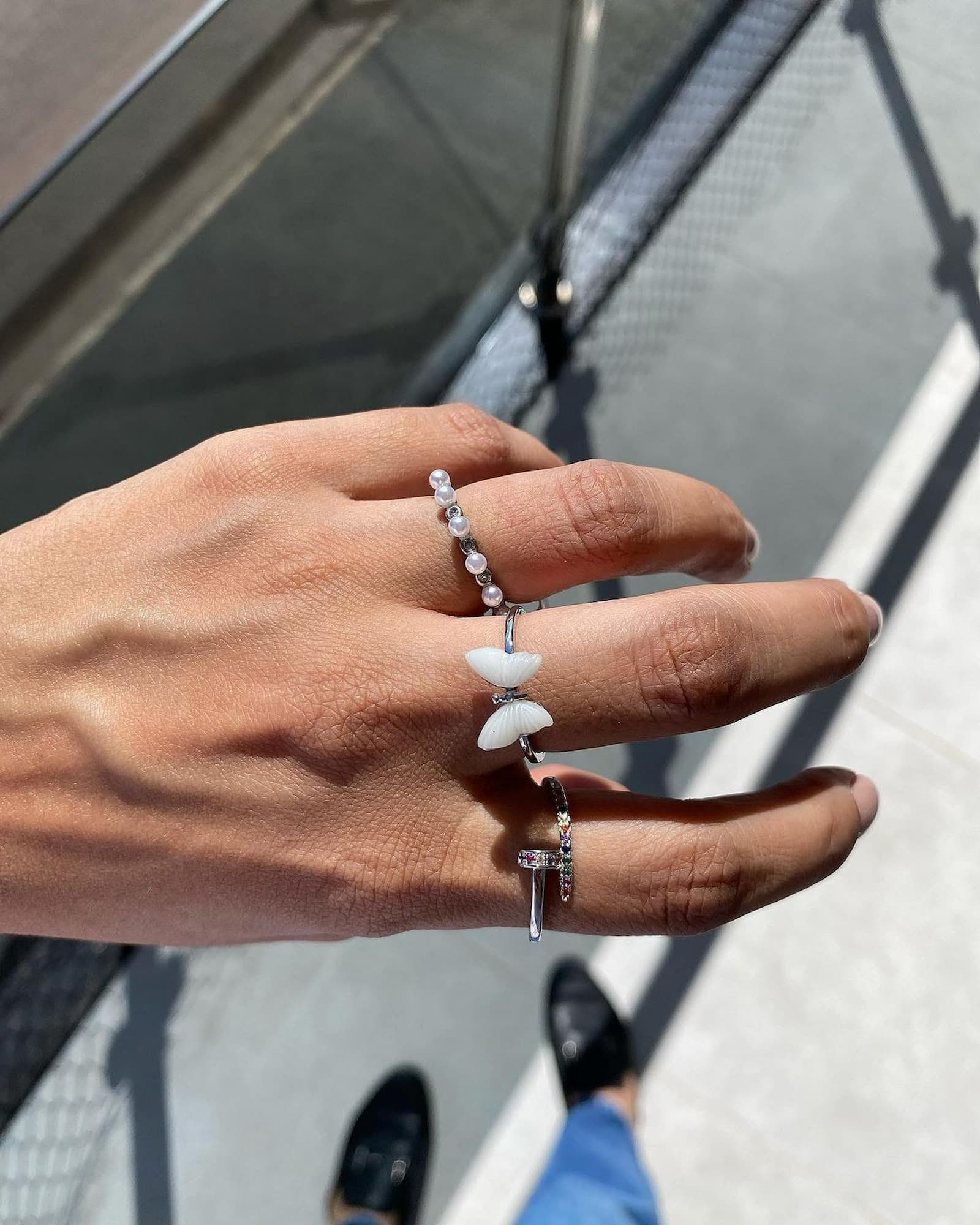 Anel Borboleta Madrepérola