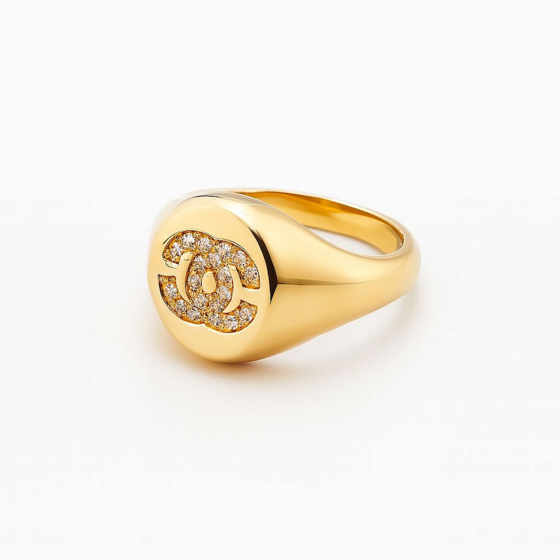 Anel Cravejado Cristal Dourado Inspiração