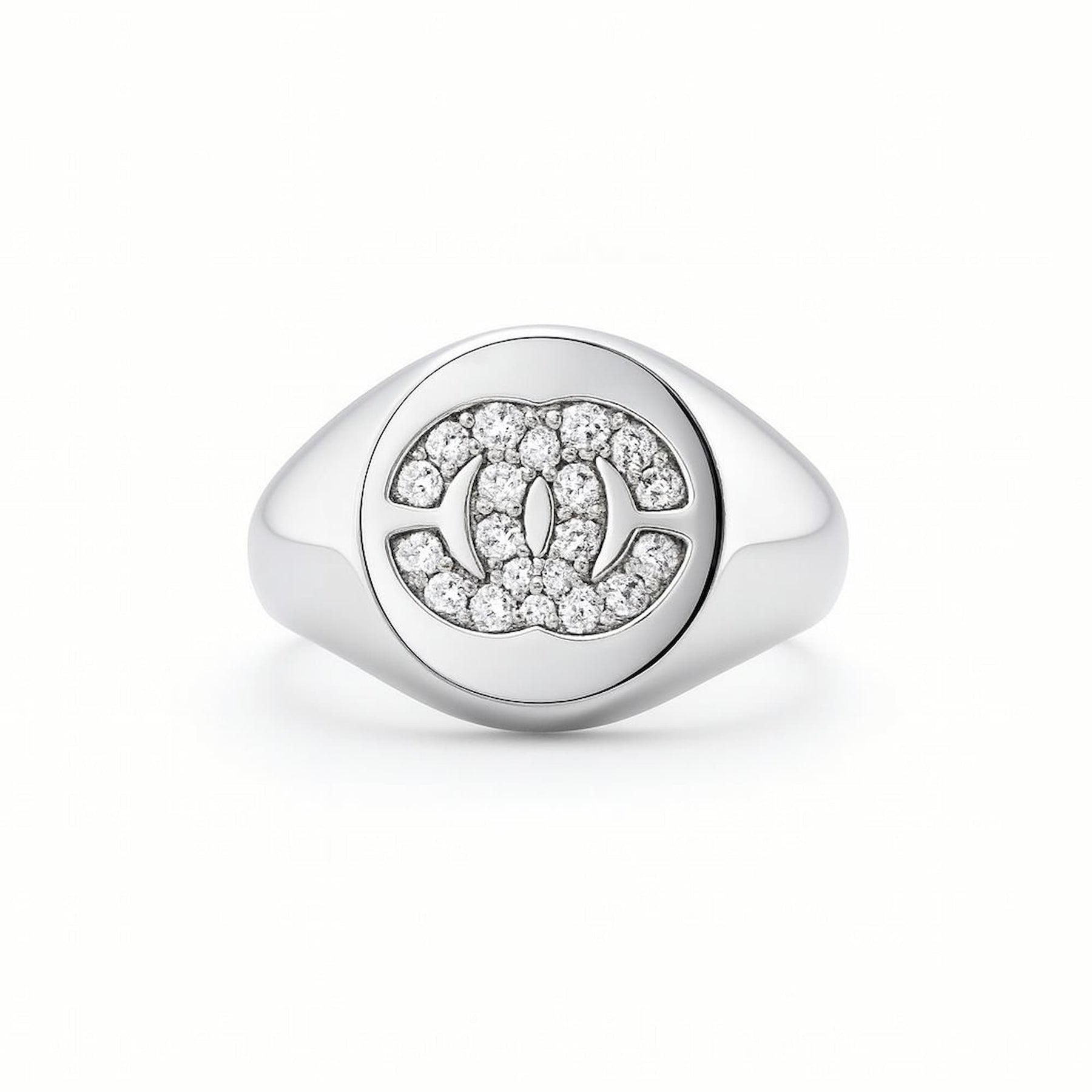 Anel Cravejado Cristal Ródio Branco Inspiração