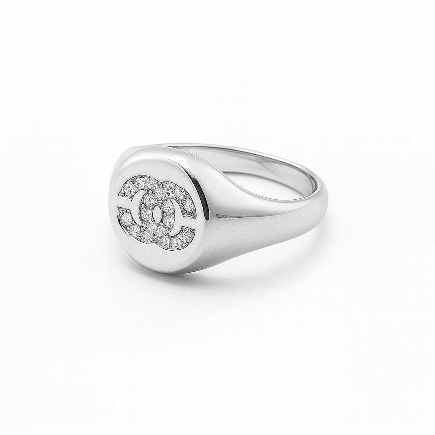 Anel Cravejado Cristal Ródio Branco Inspiração