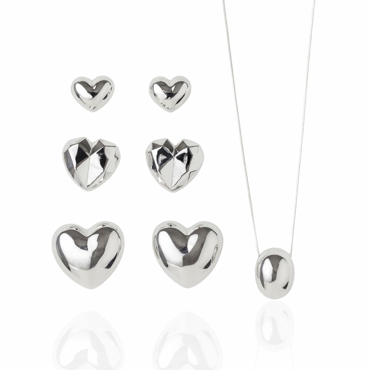 Conjunto Colar Veneziana com Trio de Brincos Coração