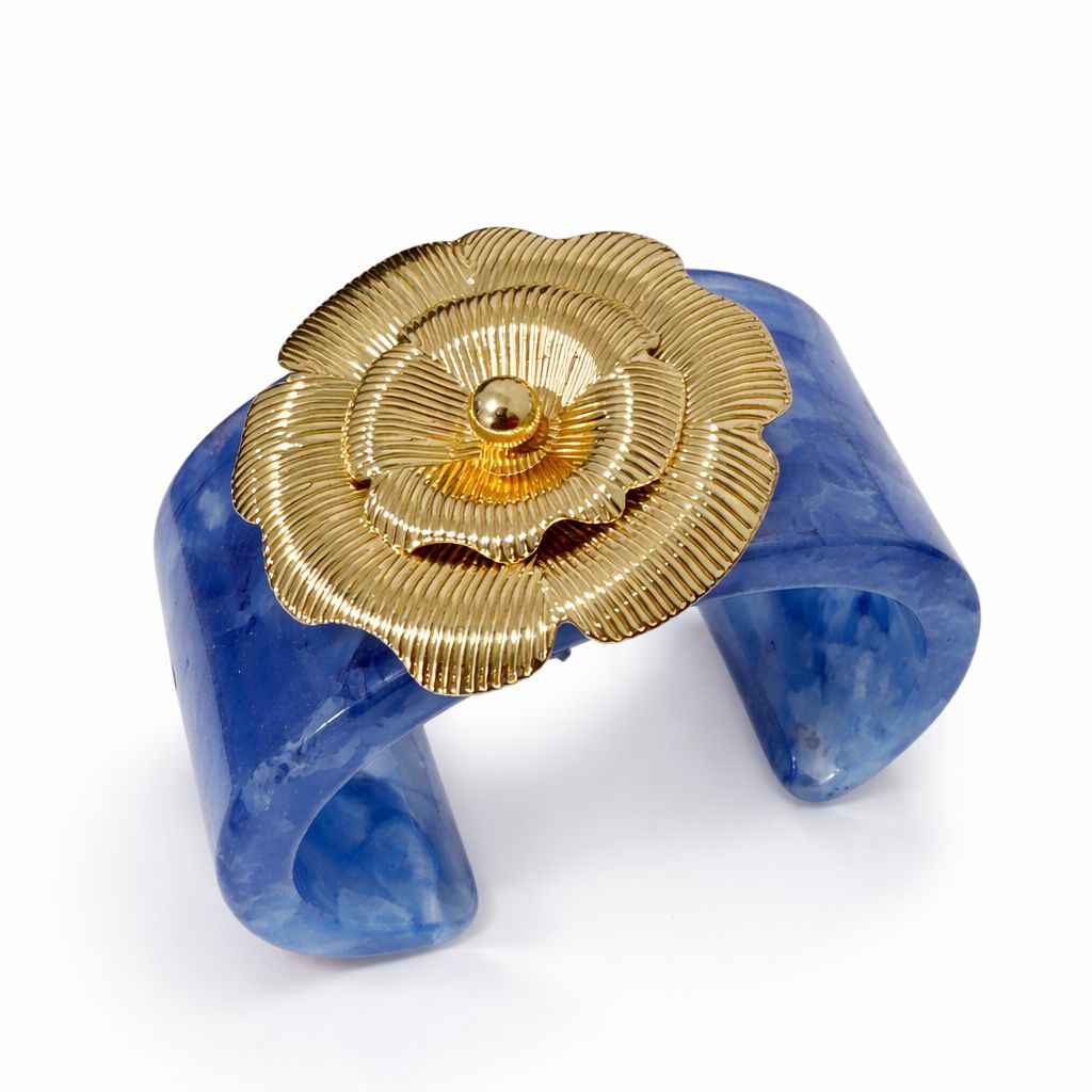 Bracelete de Resina com Detalhe Dourado Flor