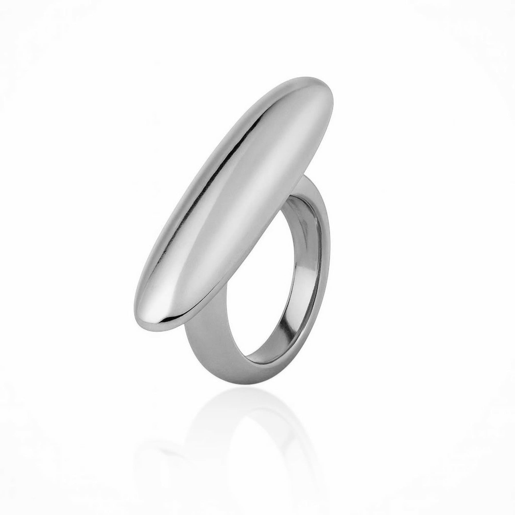 Anel Orgânico Ródio Branco Liso