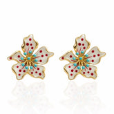 Brinco de Flor Esmaltado Dourado
