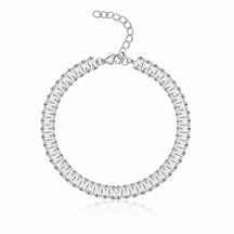 Pulseira Riviera Clássica com Zircônia Baguete Cristal