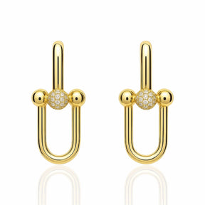 Brinco Inspiração Elos Dourado Cravejado Cristal