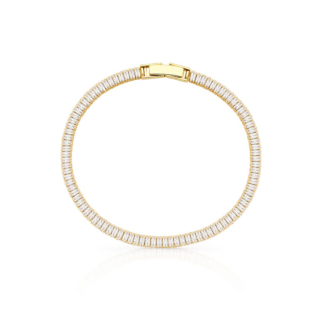 Pulseira Riviera Baguete Zircônia Cristal