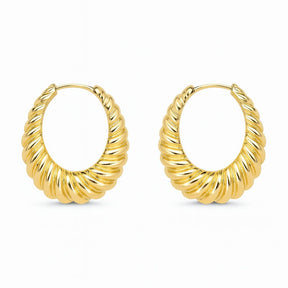 Brinco Argola de Metal Oval Torcido Texturizado