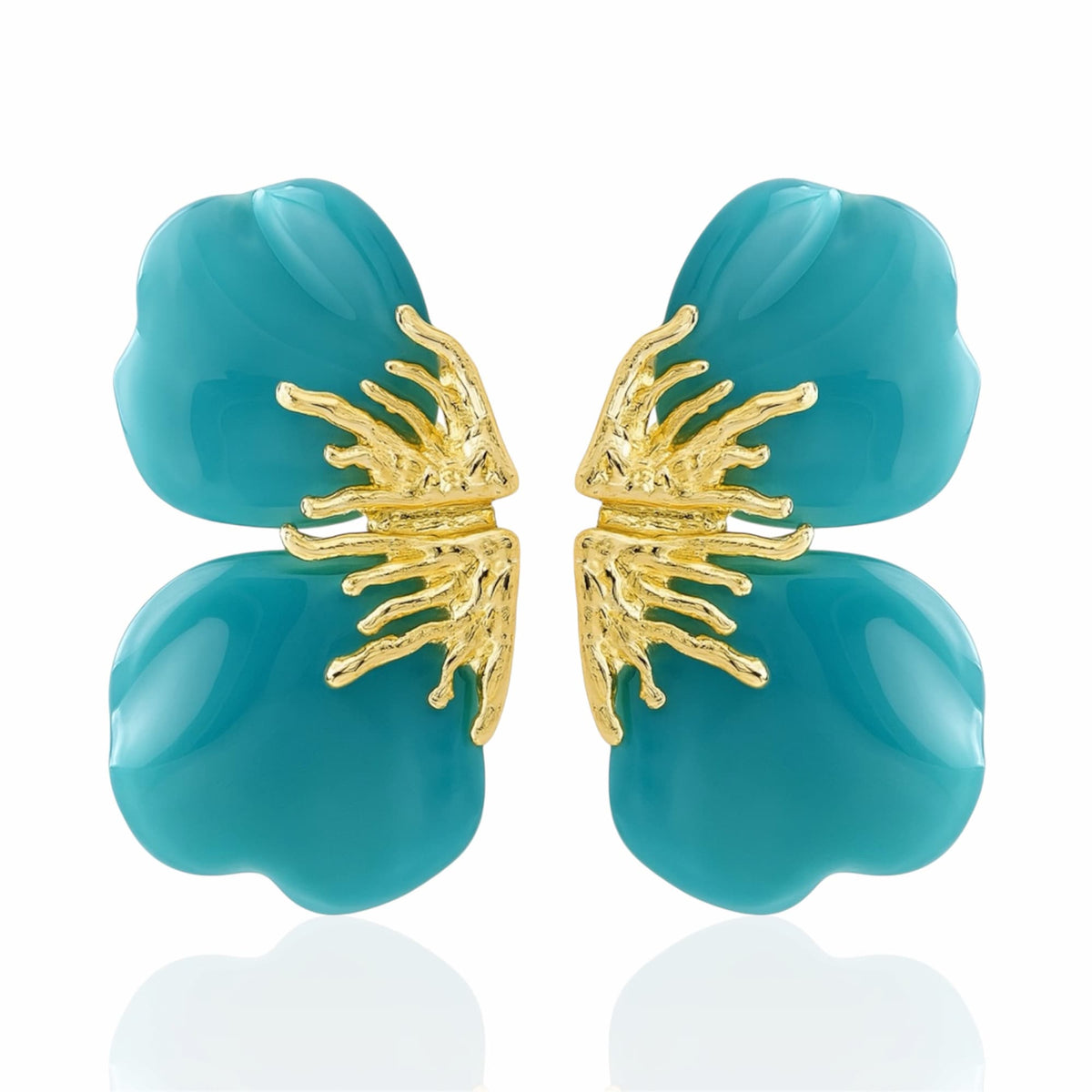 Brinco Flor Resina com Dourado