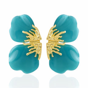 Brinco Flor Resina com Dourado