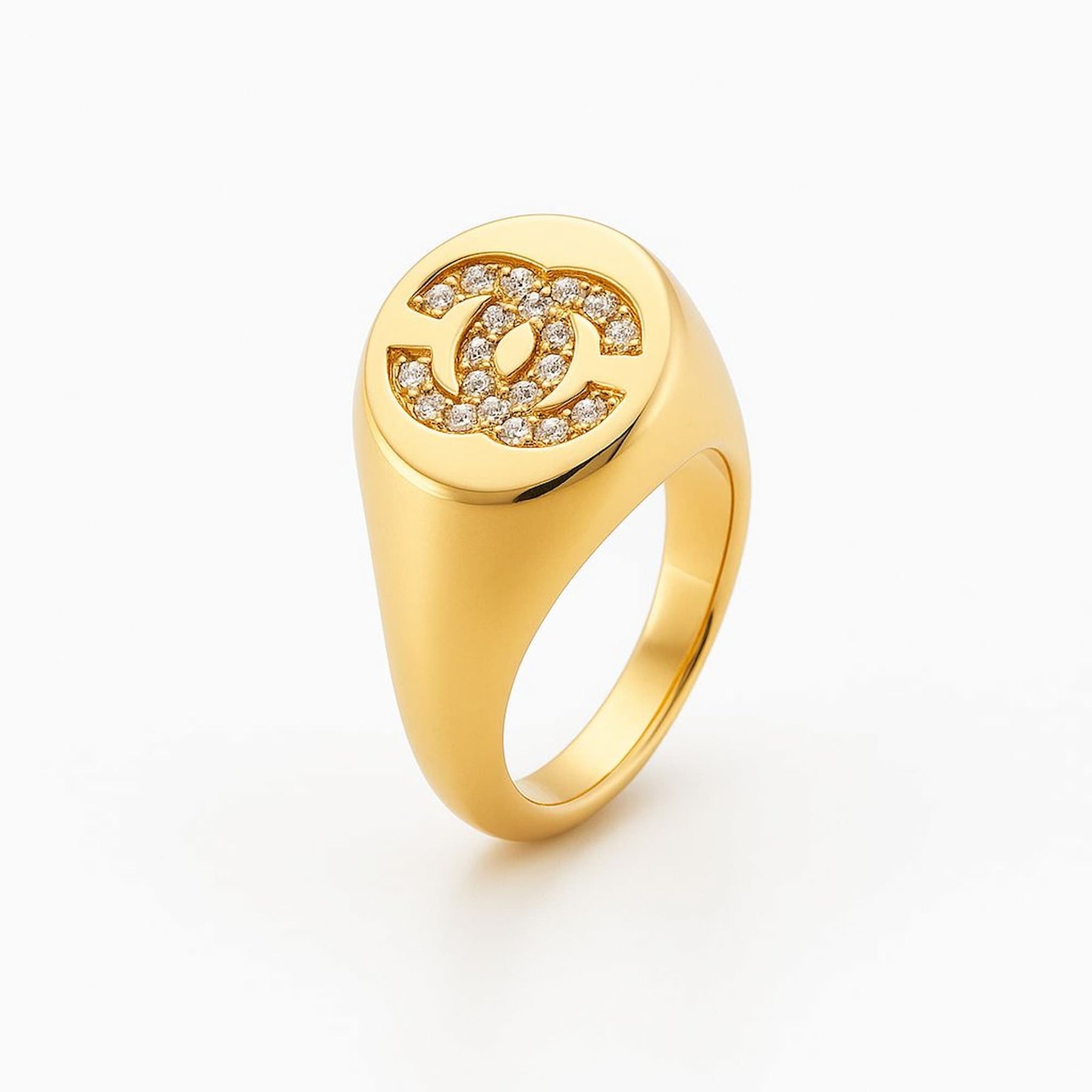 Anel Cravejado Cristal Dourado Inspiração