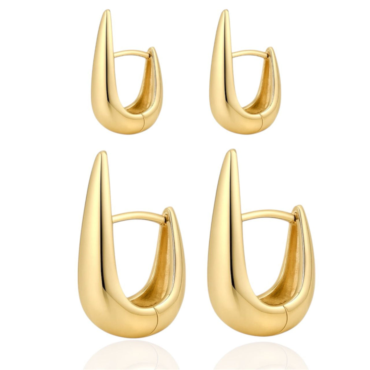 Brinco Duplo de Argola Metal Gota Liso