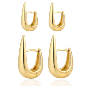 Brinco Duplo de Argola Metal Gota Liso