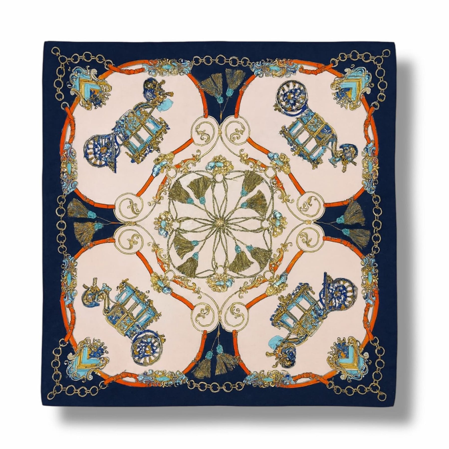 Lenço com Estampas de Cetim 90x90cm