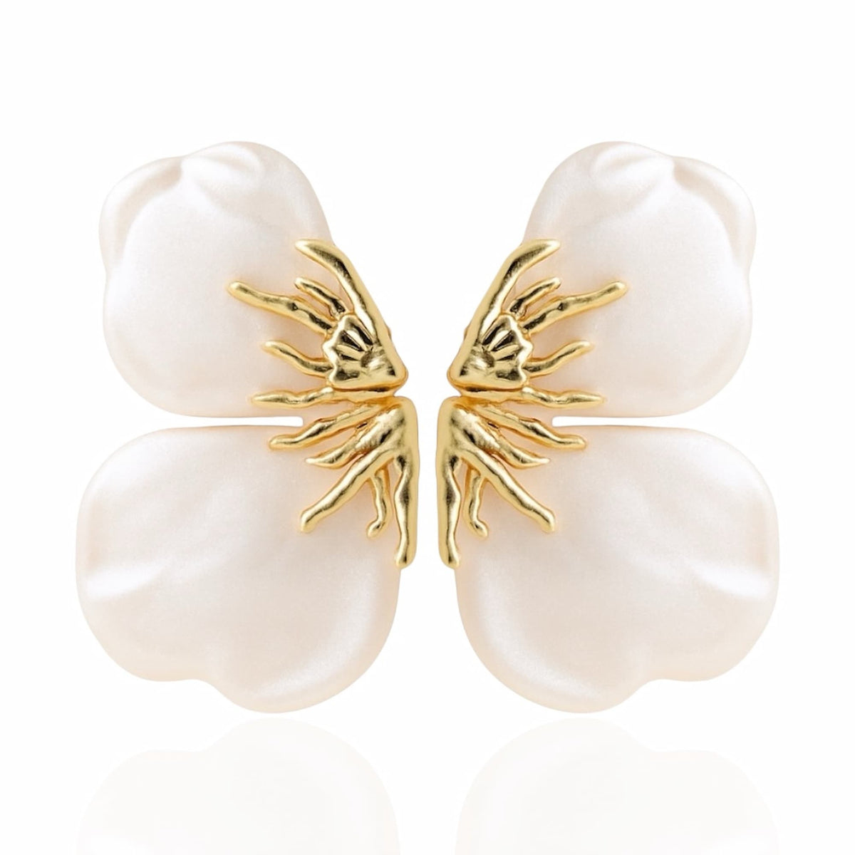 Brinco Flor Resina com Dourado