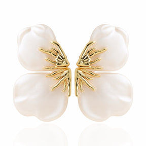 Brinco Flor Resina com Dourado