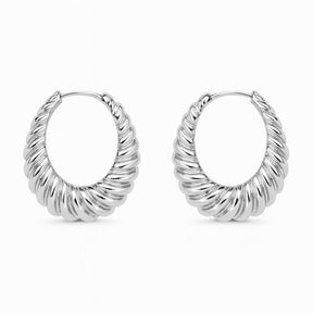 Brinco Argola de Metal Oval Torcido Texturizado