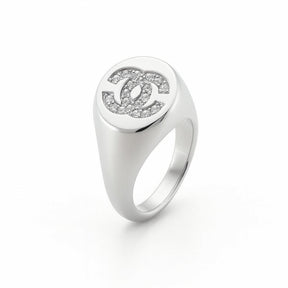 Anel Cravejado Cristal Ródio Branco Inspiração