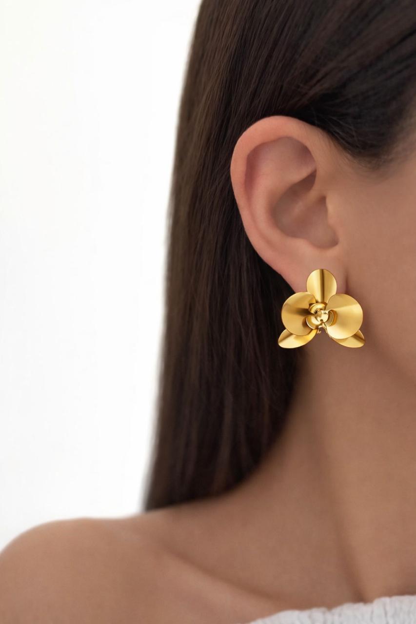 Brinco de Flor Orquídea Metal