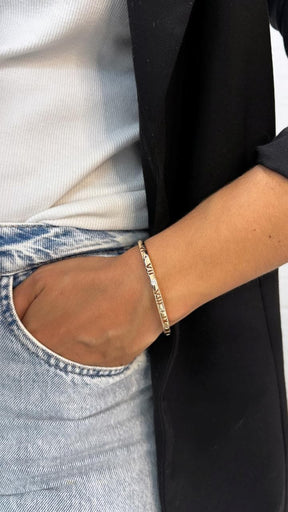 Bracelete Aço Inoxidável Algarismo Romano com Zircônia Cristal