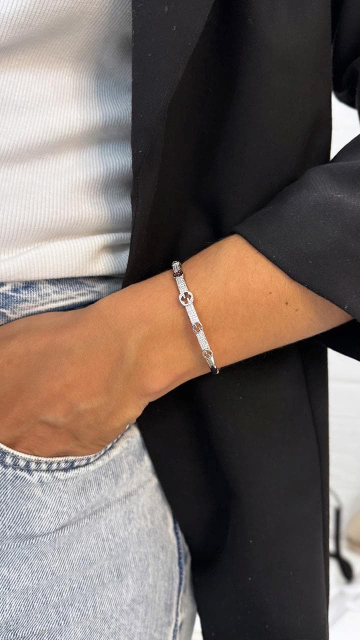 Bracelete Aço Inoxidável Inspired Cravejado com Micro Zircônia Cristal