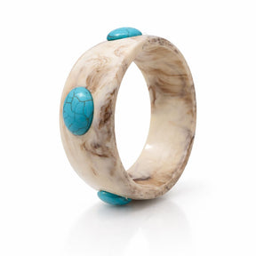 Bracelete de Acrílico com Pedras Azul Turquesa