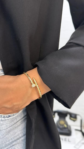 Bracelete Prego Cravejado com Micro Zircônia Cristal